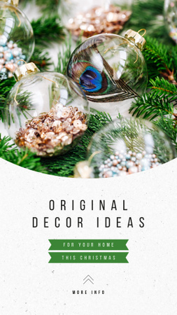 Ontwerpsjabloon van Instagram Story van Decor Ideas with Shiny Christmas decorations
