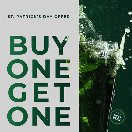 Ontwerpsjabloon van Instagram AD van Saint Patricks Day Beer Offer