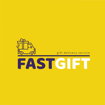Designvorlage Lieferservice Anzeige mit Auto und Geschenkbox für Logo