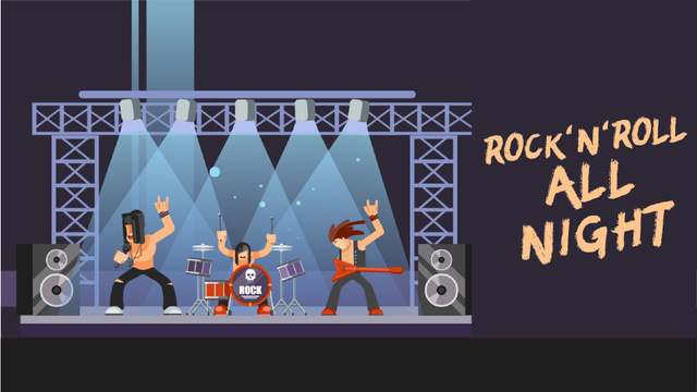 Rock band performing on stage Full HD video Tasarım Şablonu