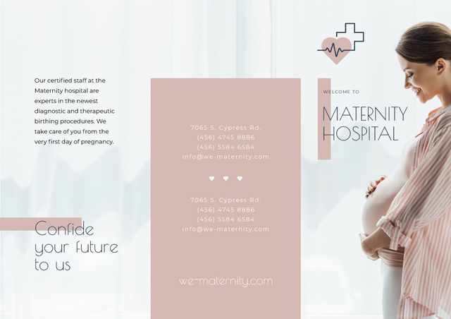 Designvorlage Maternity Hospital Ad with Happy Pregnant Woman für Brochure