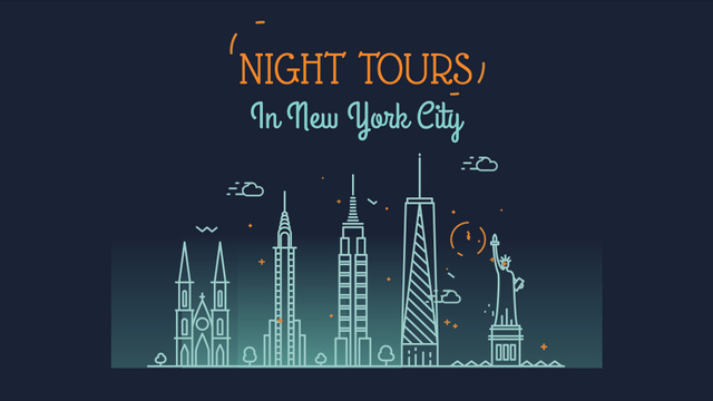 New York Night Futuristic City Lights Full HD video Tasarım Şablonu