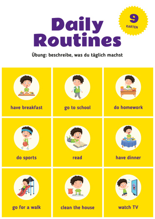 Daily Routine Chart for Kids Poster Design Template