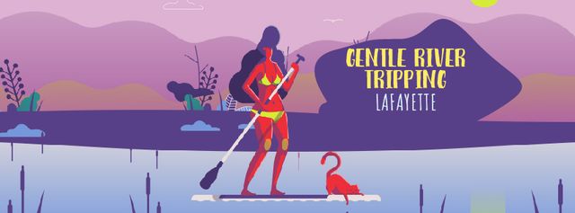 Woman paddleboarding on calm river Facebook Video cover Design Template
