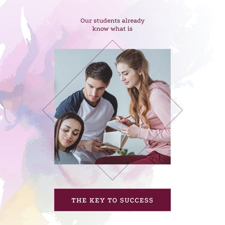 Students Studying Together in Pink Instagram AD Design Template