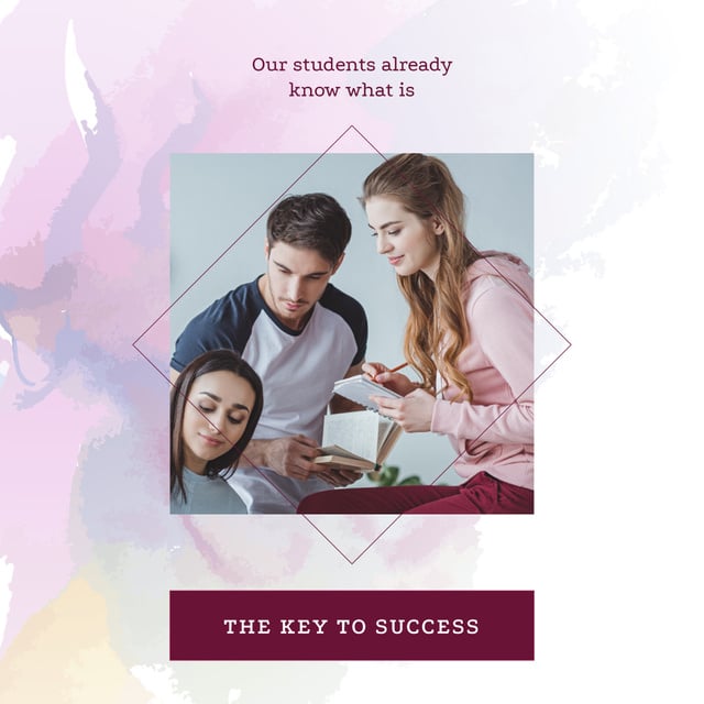 Szablon projektu Students Studying Together in Pink Instagram AD