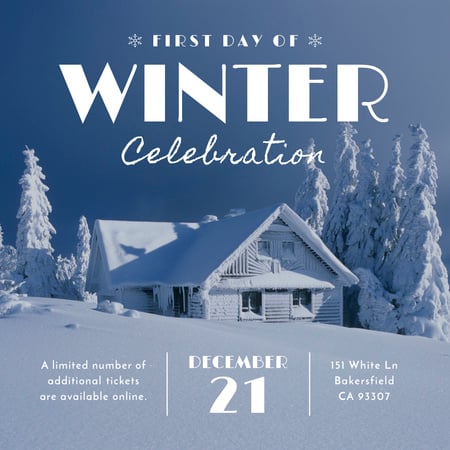 First day of winter celebration in Snowy Forest Instagram AD tervezősablon