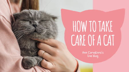 Szablon projektu Pet Care Guide Woman Hugging Cat Youtube Thumbnail