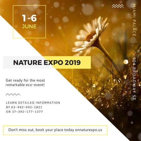 Nature Expo announcement Blooming Daisy Flower Instagram AD tervezősablon