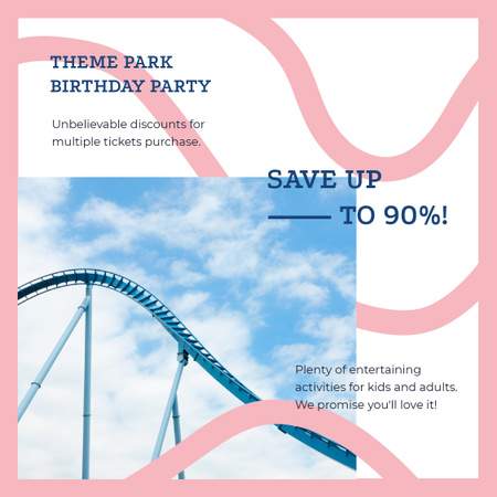 Birthday Party at Amusement park offer Instagram AD Design Template