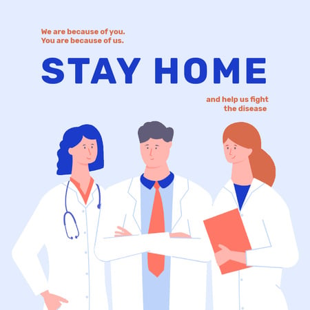 #Stayhome Coronavirus povědomí s týmem lékařů Animated Post Šablona návrhu