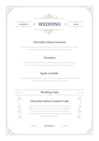 Wedding Desserts list Menu Design Template