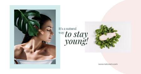 Beauty Tips Young Woman with Clear Skin Facebook AD Design Template
