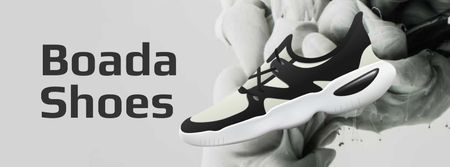 Nabídka sportovní obuvi v černé a bílé barvě Facebook cover Šablona návrhu