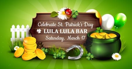 St. Patrick's day greeting with Coins Facebook AD Šablona návrhu