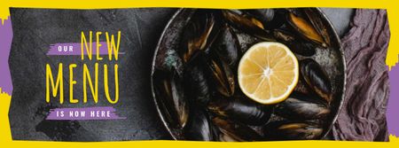Mussels served with lemon Facebook cover Design Template