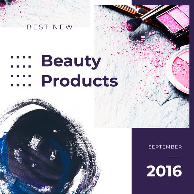 Makeup Cosmetics Set in Pink Instagram AD Design Template
