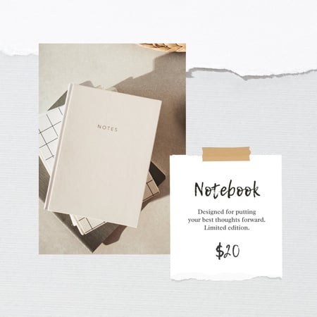Designvorlage Notebook Offer in white Frame für Instagram
