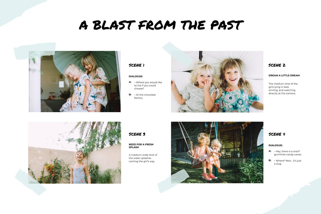 Funny Photos of two little Girls Storyboard Design Template
