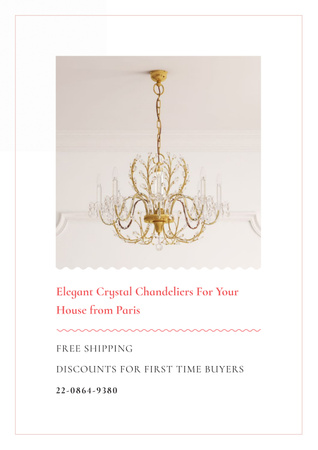 Elegant crystal chandeliers from Paris Poster Design Template