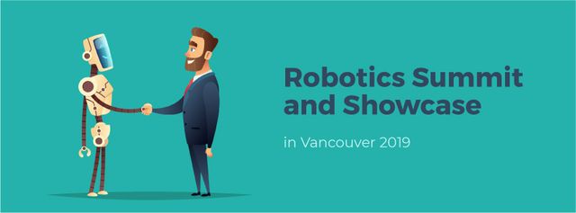 Robot and businessman shaking hands Facebook Video cover – шаблон для дизайну