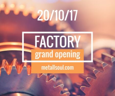 Designvorlage Factory Opening Announcement Mechanism Cogwheels für Large Rectangle