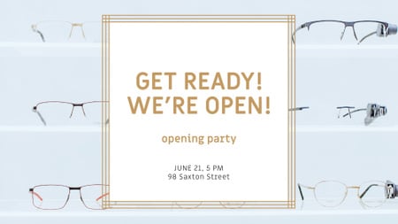 Glasses Store Opening Announcement FB event cover Design Template