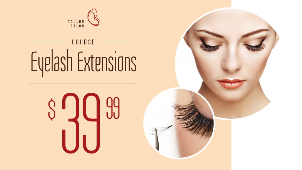 Eyelash Extensions Offer with Tender Woman FB event cover Design Template