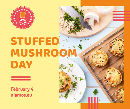 Ontwerpsjabloon van Facebook van Stuffed mushroom day celebration