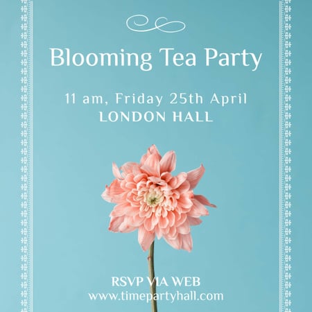Template di design Tea Party invitation with Pink flower Instagram AD