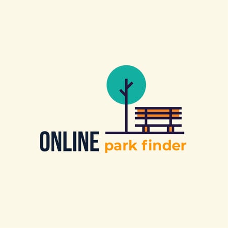 Park Locations Guide Bench Icon Logo Tasarım Şablonu