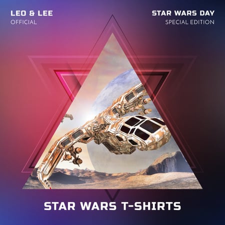 Spaceship over planet landscape for Star Wars Day Instagram AD Design Template