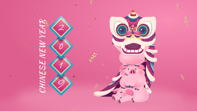 Template di design Happy Chinese Pig New Year Full HD video