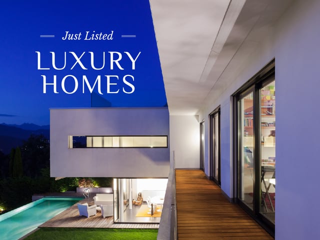 Luxury Homes Offer House with Pool Presentation Tasarım Şablonu