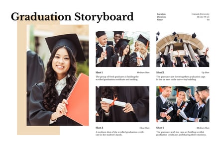 Ontwerpsjabloon van Storyboard van Happy Graduating Students