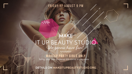 Makeup party for girls Announcement Youtube tervezősablon