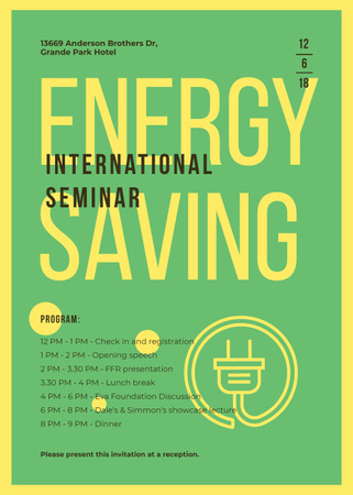 Platilla de diseño Socket logo with frame for Energy Saving seminar Invitation