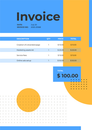 Marketing Services in Abstract Geometric Figures Invoice Design Template