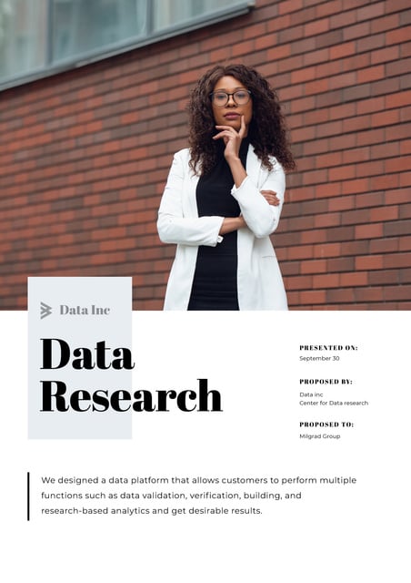Designvorlage Data Research platform services für Proposal