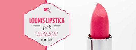 Cosmetics Promotion with Pink Lipstick Facebook cover Tasarım Şablonu