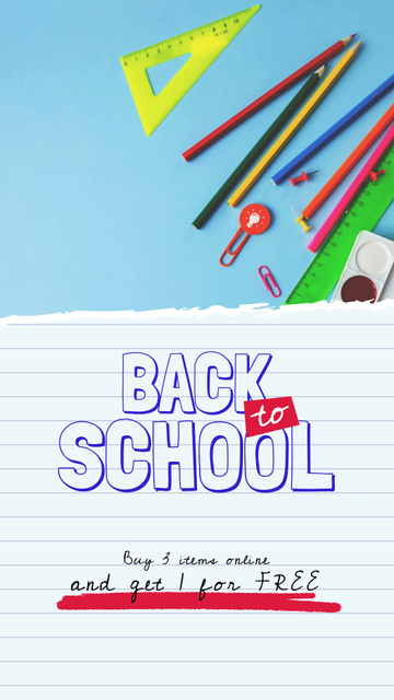 Plantilla de diseño de Back to School Sale Stationery in Backpack Instagram Video Story 