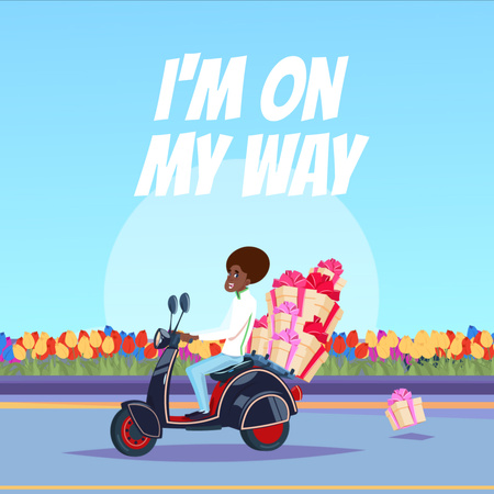Man on Scooter Delivering Gifts Animated Post tervezősablon