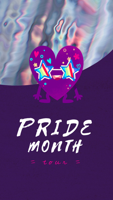 Pride Month Celebration Heart in Rainbow Glasses Instagram Video Story Design Template