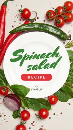 Designvorlage Salad Recipe with raw Vegetables für Instagram Story