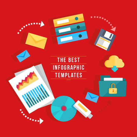Infographic templates service with Computers icons Instagram AD Design Template