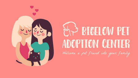 Pet Adoption Ad Two Girls Hugging Cat Full HD video Šablona návrhu