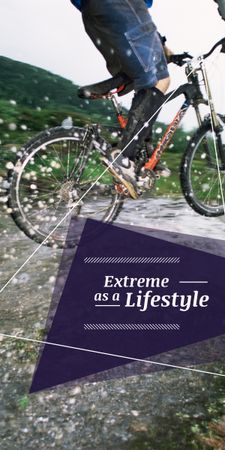Extreme Sport inspiration Cyclist in Mountains Graphic Design Template