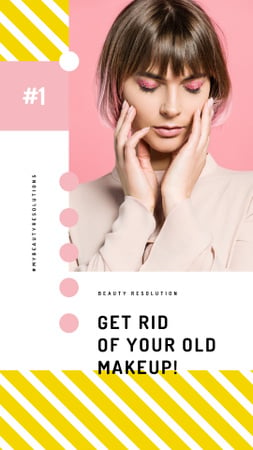 Designvorlage Cosmetics Sale Woman with Creative Makeup für Instagram Video Story