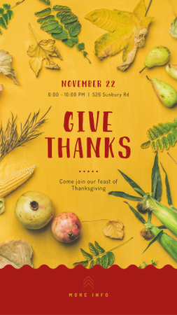 Thanksgiving feast concept on Yellow Instagram Story Design Template