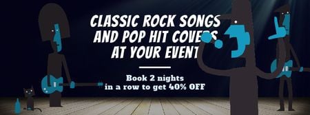 Rock Concert Invitation with Band on Stage Facebook Video cover Design Template
